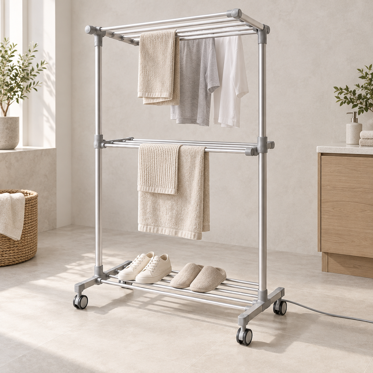 Homentio Foldwarm Heated Drying Rack detail view
