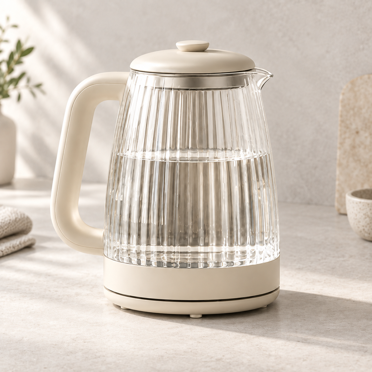 Homentio Ripple Glass Kettle detail view