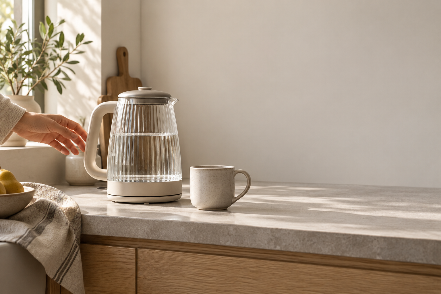 Morning countertop with a glass kettle