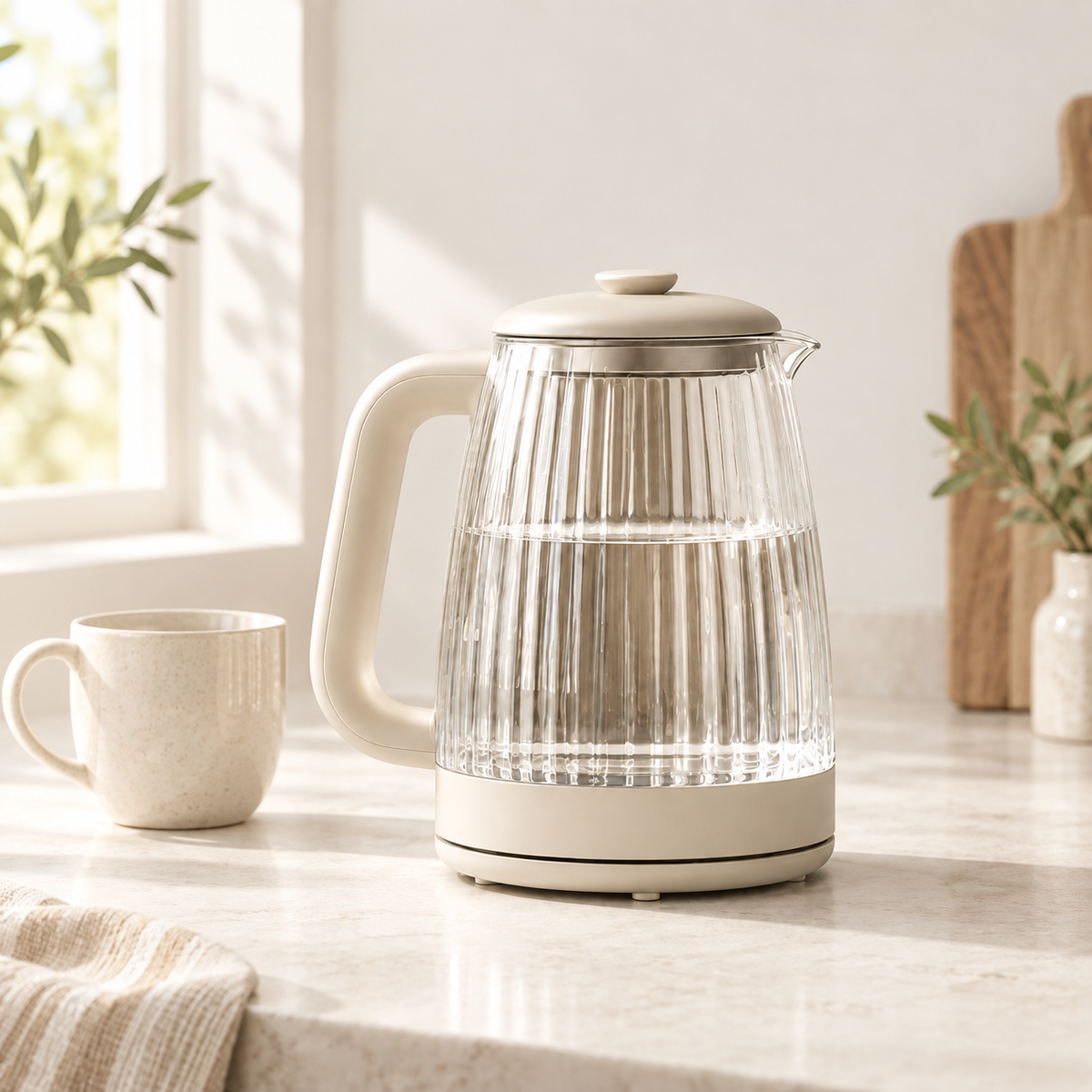 Homentio Ripple Glass Kettle lifestyle view